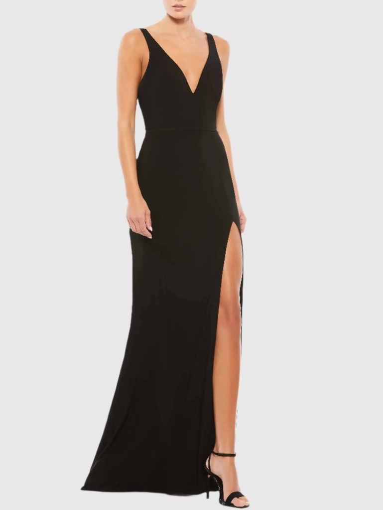 Ieena Mac Duggal Plunge Neck High Slit Gown Dress Size 10 Nwt
